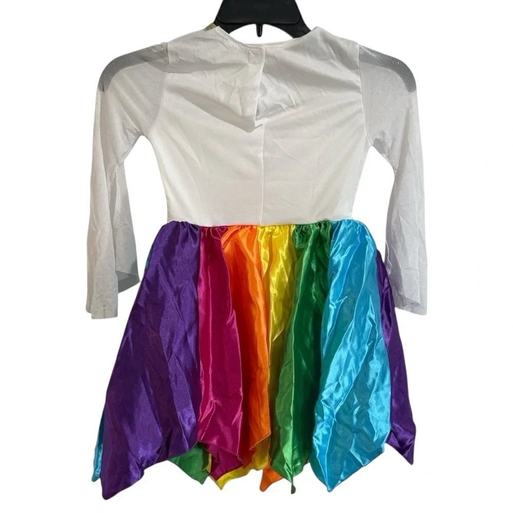 Rainbow Dress Girl's Costume Small 4-6 NO Headband Satin Halloween Party Magical - Picture 2 of 7